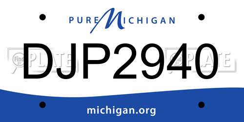 DJP2940 Michigan License Plate