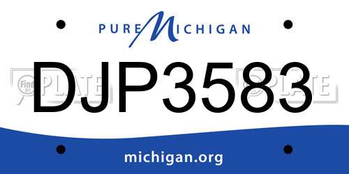 DJP3583 Michigan License Plate