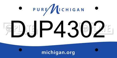DJP4302 Michigan License Plate