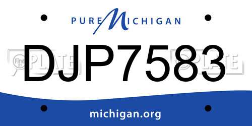 DJP7583 Michigan License Plate