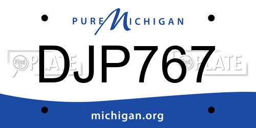 DJP767 Michigan License Plate