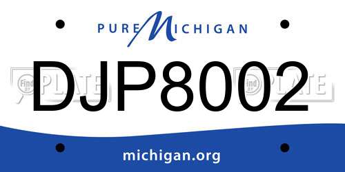 DJP8002 Michigan License Plate