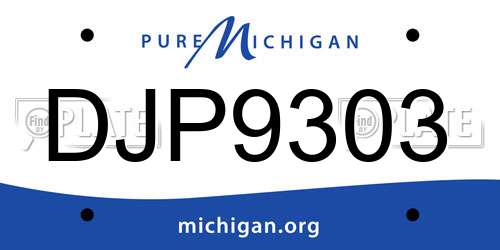 DJP9303 Michigan License Plate