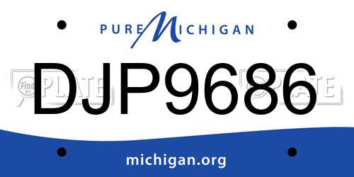 DJP9686 Michigan License Plate