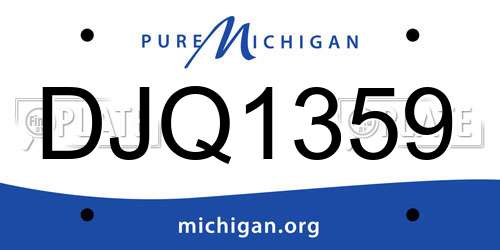 DJQ1359 Michigan License Plate
