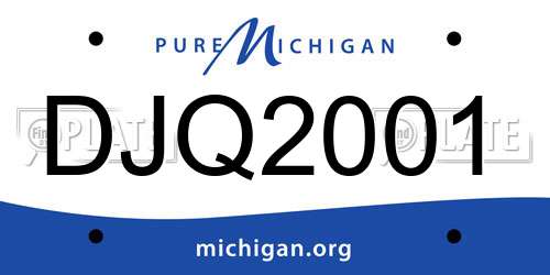 DJQ2001 Michigan License Plate