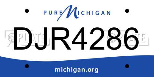 DJR4286 Michigan License Plate