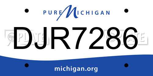 DJR7286 Michigan License Plate