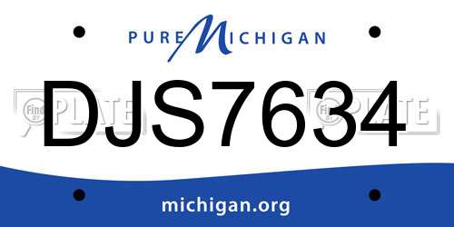 DJS7634 Michigan License Plate