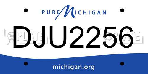 DJU2256 Michigan License Plate