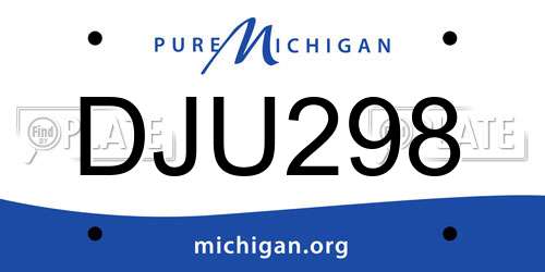 DJU298 Michigan License Plate