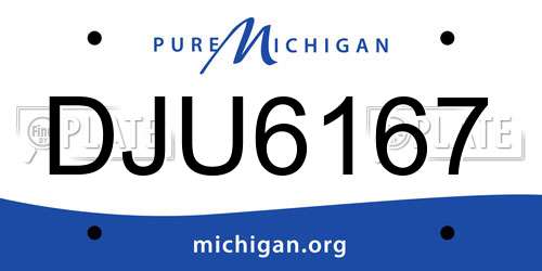 DJU6167 Michigan License Plate
