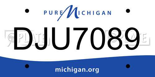 DJU7089 Michigan License Plate