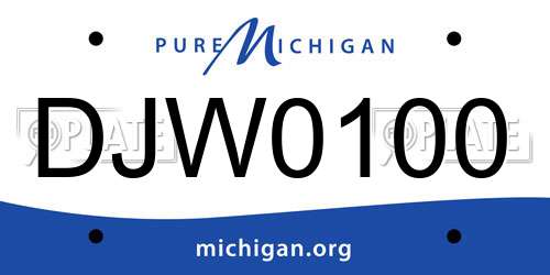DJW0100 Michigan License Plate