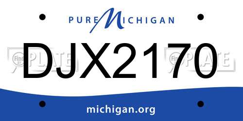 DJX2170 Michigan License Plate