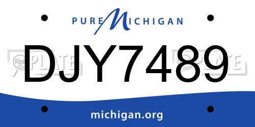 DJY7489 Michigan License Plate
