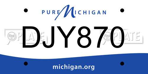 DJY870 Michigan License Plate