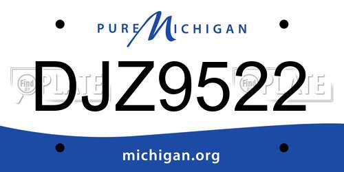 DJZ9522 Michigan License Plate