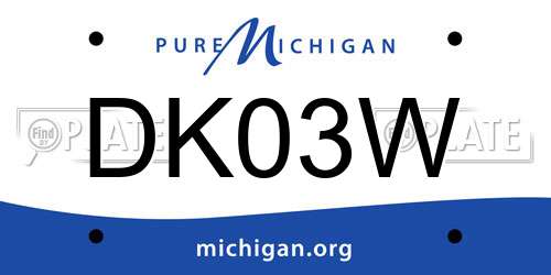 DK03W Michigan License Plate