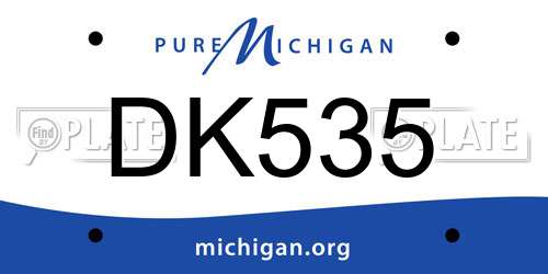 DK535 Michigan License Plate