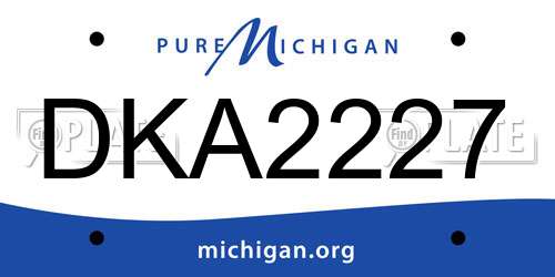 DKA2227 Michigan License Plate