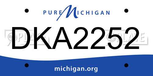 DKA2252 Michigan License Plate