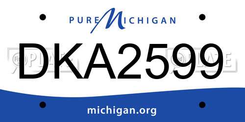 DKA2599 Michigan License Plate