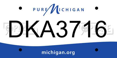DKA3716 Michigan License Plate