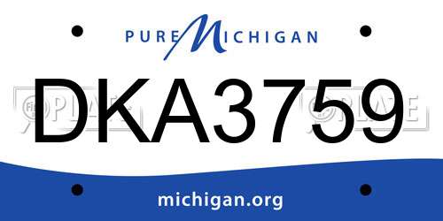 DKA3759 Michigan License Plate