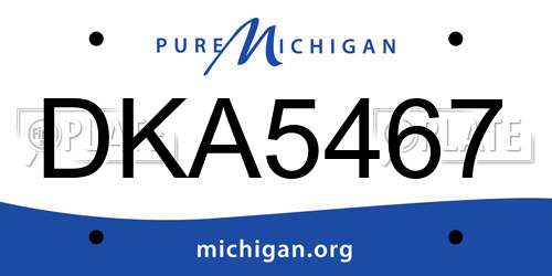 DKA5467 Michigan License Plate
