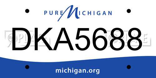 DKA5688 Michigan License Plate