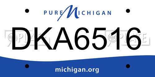 DKA6516 Michigan License Plate