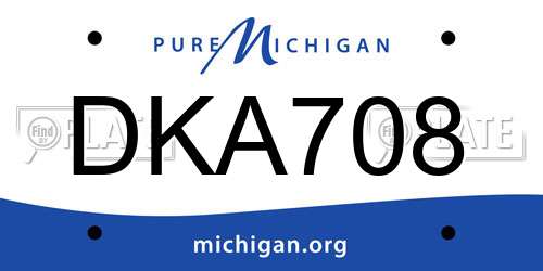 DKA708 Michigan License Plate