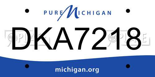 DKA7218 Michigan License Plate