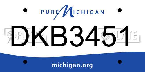 DKB3451 Michigan License Plate
