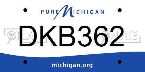 DKB362 Michigan License Plate