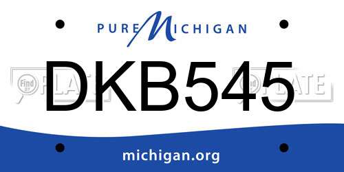DKB545 Michigan License Plate