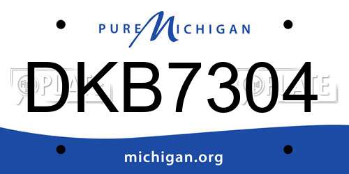 DKB7304 Michigan License Plate