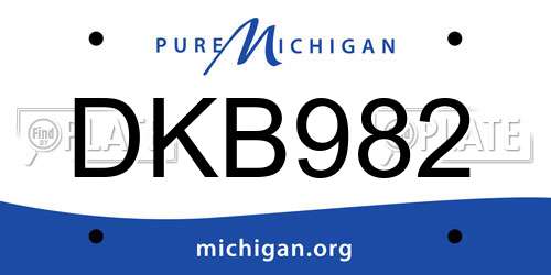 DKB982 Michigan License Plate