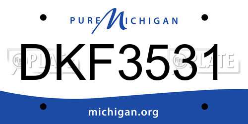 DKF3531 Michigan License Plate