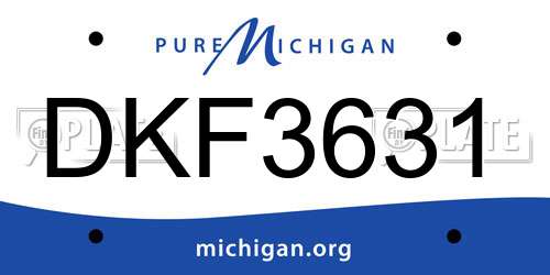 DKF3631 Michigan License Plate