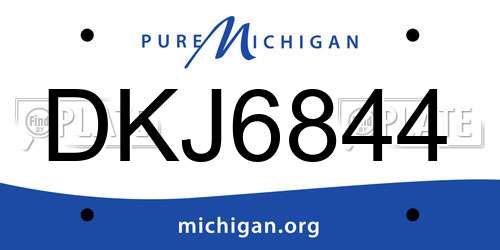 DKJ6844 Michigan License Plate