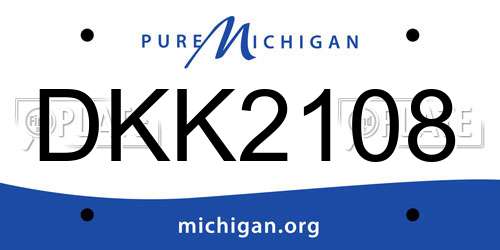 DKK2108 Michigan License Plate