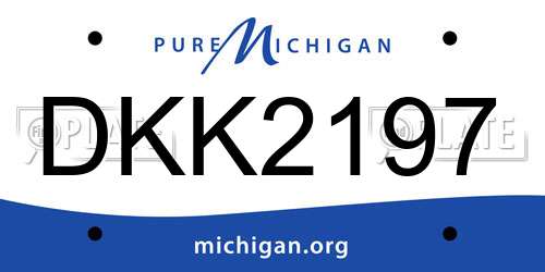 DKK2197 Michigan License Plate