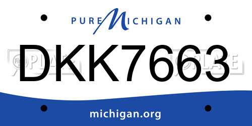DKK7663 Michigan License Plate