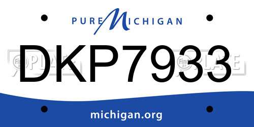 DKP7933 Michigan License Plate