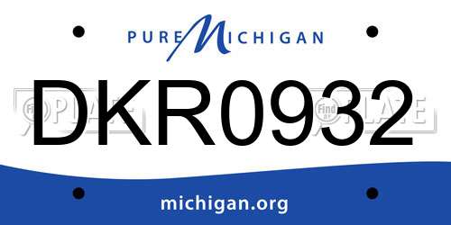 DKR0932 Michigan License Plate