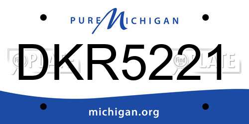 DKR5221 Michigan License Plate