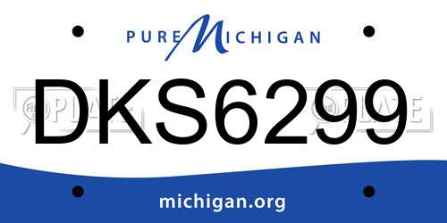 DKS6299 Michigan License Plate