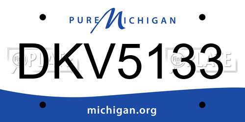 DKV5133 Michigan License Plate